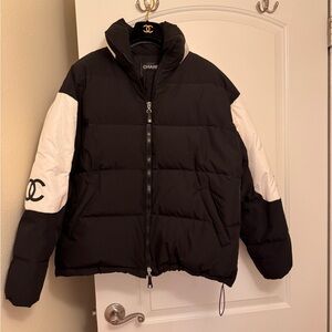CHANEL Two-Tone Black and White Puffer Jacket